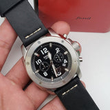 Fossil Modern Machine Chronograph Black Dial Black Leather Strap Watch for Men - FS4928