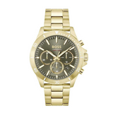 Hugo Boss Troper Chronograph Green Dial Gold Steel Strap Watch For Men - 1514059