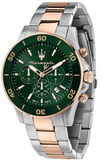 Maserati Competizione Chronograph Green Dial Two Tone Steel Strap Watch For Men - R8873600004