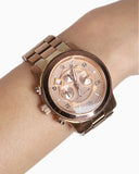 Michael Kors Runway Chronograph Rose Gold Dial Rose Gold Steel Strap Watch for Men - MK8096