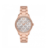 Michael Kors Layton Three Hand Silver Dial Rose Gold Steel Strap Watch For Women - MK7297