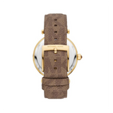 Michael Kors Parker Three Hand Gold Dial Brown Leather Strap Watch For Women - MK2973