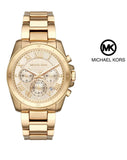 Michael Kors Brecken Chronograph Gold Dial Gold Steel Strap Watch For Women - MK6366