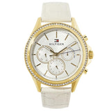 Tommy Hilfiger Ari Diamonds White Dial Cream Leather Strap Watch for Women - 1781982