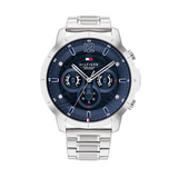 Tommy Hilfiger Luca Chronograph Blue Dial Silver Steel Strap Watch For Men - 1710492