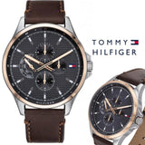 Tommy Hilfiger Shawn Multifunction Grey Dial Brown Leather Strap Watch for Men - 1791615