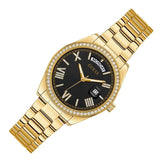 Guess Luna Diamonds Black Dial Gold Steel Strap Watch for Women - GW0307L2