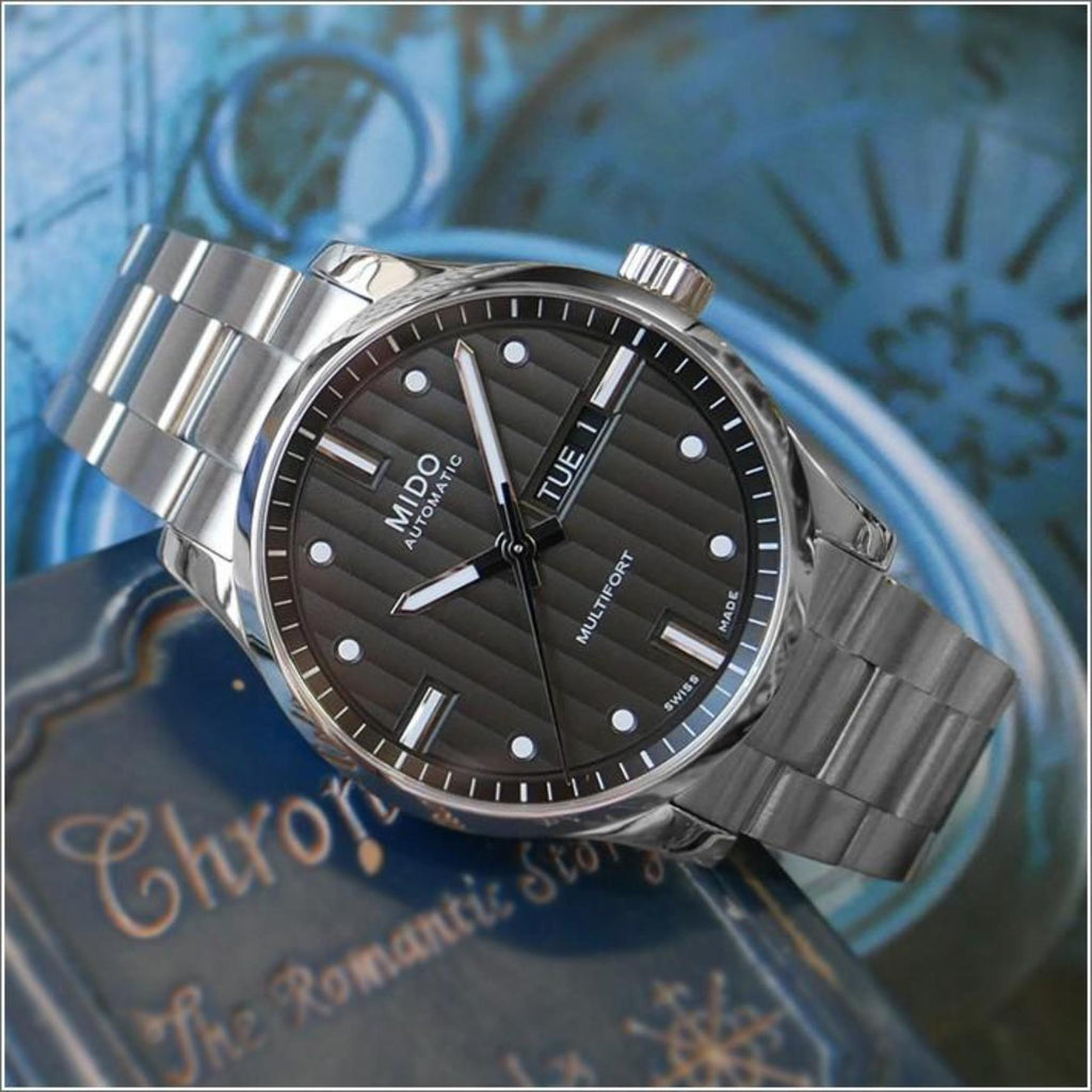 Mido Multifort Automatic Gray Dial Silver Steel Strap Watch For Men - M005.430.11.061.80