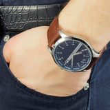 Armani Exchange AX2133 watch on wrist - cafe, silver, blue