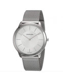 Calvin Klein Minimal White Dial Silver Mesh Bracelet Watch for Men - K3M22126