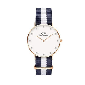 Daniel Wellington Classy Glasgow White Dial Two Tone Nylon Strap Watch For Women - DW00100078