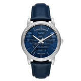 Emporio Armani Luigi Automatic Blue Dial Blue Leather Strap Watch For Men - AR60030