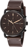 Fossil Commuter Chronograph Black Dial Brown Leather Strap Watch for Men - FS5403