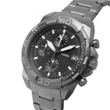 Fossil Bronson Chronograph Black Dial Grey Steel Strap Watch for Men - FS5852