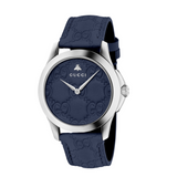 Gucci G Timeless Quartz Blue Dial Blue Leather Strap Watch For Men - YA1264032