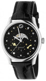 Gucci G-Timeless Moonphase Black Dial Black Leather Strap Watch For Men - YA126327