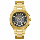 Guess Headliner Multifunction Black Dial Gold Steel Strap Watch For Men - GW0572G2