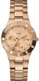 Guess Glisten Multifunction Quartz Rose Gold Dial Rose Gold Steel Strap Watch For Women - W16017L1