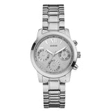 Guess Mini Sunrise Silver Dial Silver Steel Strap Watch For Women - W0448L1