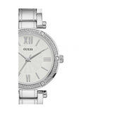 Guess Park Ave White Dial Silver Steel Strap Watch for Women - W0767L1