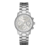 Guess Mini Sunrise Chronograph Quartz Silver Dial Silver Steel Strap Watch For Women - W0623L1