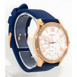 Guess Solar White Rose Gold Dial Blue Rubber Strap Watch For Women - W1135L3