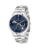 Maserati Ricordo Chronograph Blue Dial Silver Steel Strap Watch For Men - R8873633001