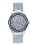 Guess Limelight Quartz Blue Dial Blue Leather Strap Watch For Men - W0775l1