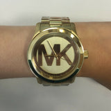 Michael Kors Runway Gold Dial Gold Steel Strap Watch for Women - MK5473