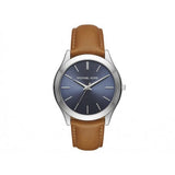 Michael Kors Slim Runway Analog Blue Dial Brown Leather Strap Watch For Men - MK8508