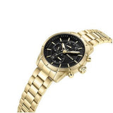 Fossil Inscription Automatic Black Dial Gold Steel Strap Watch for Men - FS5267