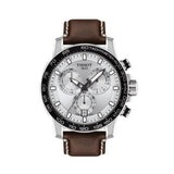 Tissot Supersport Chrono Silver Dial Brown Leather Strap Watch for Men - T125.617.16.031.00