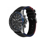 Tommy Hilfiger Bank Quartz Black Dial Black Rubber Strap Watch for Men - 1791724