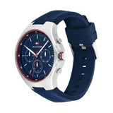 Tommy Hilfiger Justin Chronograph Blue Dial Blue Rubber Strap Watch for Men - 1792057