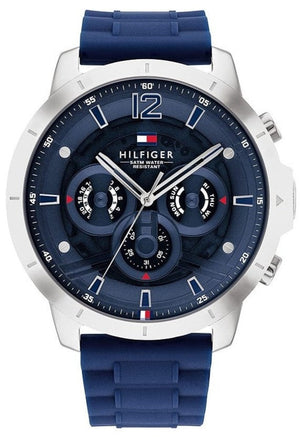 Tommy Hilfiger Luca Chronograph Blue Dial Blue Silicone Strap Watch For Men - 1710489