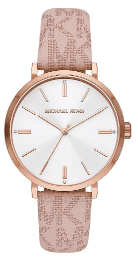 Michael Kors Pyper Quartz Silver Dial Pink Leather Strap Watch for Women - MK2947