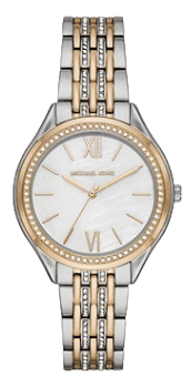 Michael Kors Mindy Three Hand White Dial Two Tone Steel Strap Watch For Women - MK7084