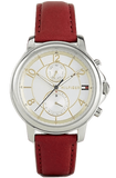 Tommy Hilfiger Claudia White Dial Red Leather Strap Watch for Women - 1781816