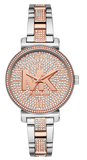 Michael Kors Sofie Crystals Glitz Rose Gold Dial Two Tone Steel Strap Watch For Women - MK4446