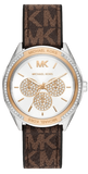 Michael Kors Jessa Multifunction Silver Dial Brown Leather Strap Watch For Women - MK7205