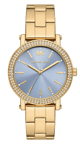 Michael Kors Quartz Blue Dial Gold Steel Strap Watch for Men - MKO1048