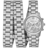 Michael Kors Runway 18K Rhodium Plated Triple Wrap Silver Dial Silver Steel Strap Watch for Women - MK7451