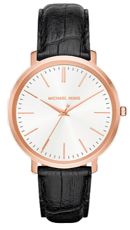 Michael Kors Jaryn Quartz White Dial Black Leather Strap Watch For Women - MK2472