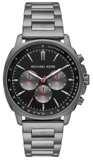 Michael Kors Sullivan Chronograph Black Dial Grey Steel Strap Watch For Men - MK8970