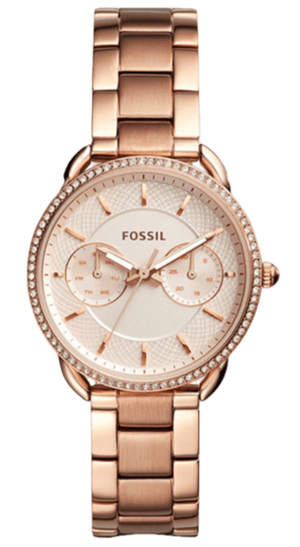 Fossil Tailor Rose Gold Dial Rose Gold Steel Strap Watch for Women - ES4264