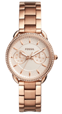 Fossil Tailor Rose Gold Dial Rose Gold Steel Strap Watch for Women - ES4264