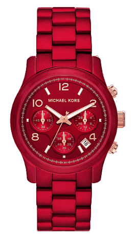 Michael Kors Runway Analog Chronograph Red Dial Red Steel Strap Watch for Women - MK7436