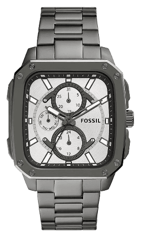 Fossil Inscription Multifunction Silver Dial Grey Steel Strap Watch for Men - BQ2657