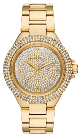 Michael Kors Camille Three-Hand Crystals Gold Dial Gold Steel Strap Watch for Women - MK1067