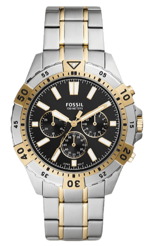 Fossil Garrett Analog Black Dial Two Tone Steel Strap Watch for Men - FS5771